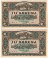 1920. 10K (2x) sorszámkövetők "a 075 887.671 - a 075 887.672" T:XF apró anyaghiány a bal felső saroknál Adamo K14