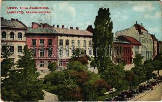 1918 Lviv, Lwów, Lemberg; Ulica Akademicka / Akademiestraße / street view + K.u.K. Festungszeugsabteilung No. 8. (EB)