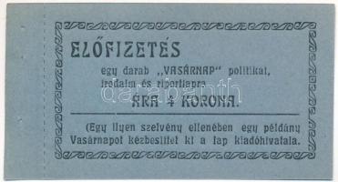 Miskolc ~1920. 4K "Vasárnap előfizetés" szelvény T:AU Adamo MIS-30.1.2