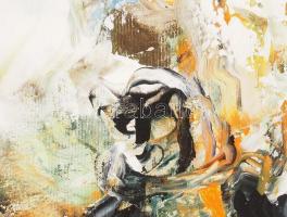 Kőrösi Papp Kálmán (1940-): Éden I. Olaj, vászon, jelzett, a hátoldalán autográf felirattal; kiállít...