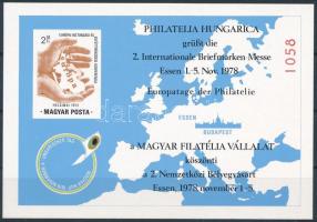 1978 PHILATELIA HUNGARICA Essen emlékív karton papíron, piros sorszámmal