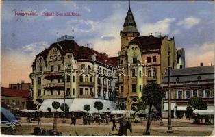 1914 Nagyvárad, Oradea; Fekete Sas szálloda, gyógyszertár / hotel, pharmacy (kopott sarkak / worn corners)