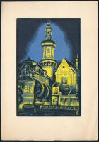 Sterbenz Károly (1901-1993): Sopron. Fametszet, papír, jelzett a metszeten, 10,5×7 cm