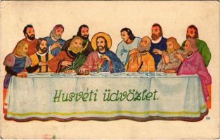 1942 Húsvéti üdvözlet / Easter greeting art postcard with Jesus (EK)