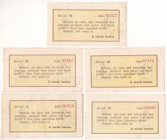 Miskolc 1919. 2K (5x), közte "Miskolcz város" utalvány-jegyek, mind sorszámmal T:AU-F Adam...