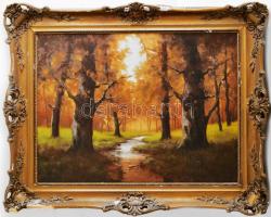 Beregi J jelzéssel: Erdő. Olaj, vászon, sérült. Dekoratív, sérült fakeretben. 60x80 cm