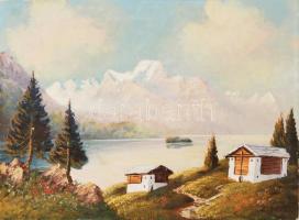 E. Buri jelzéssel: Sils-tó, Engadin, Svájc (Silsersee, Schweiz). Olaj, vászon, 45,5x61 cm