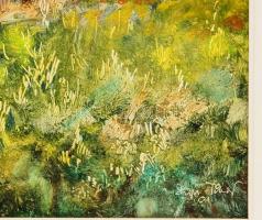 Egri Tibor ( - ): Reggel Kékeden. Olaj, farost, jelezve jobbra lent. Dekoratív, kissé kopott fakeret...