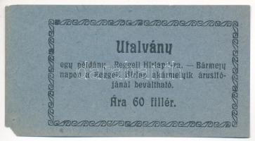 Miskolc ~1920. 60f "Reggeli Hírlap" utalvány T:AU sarokhiány Adamo MIS-27.2