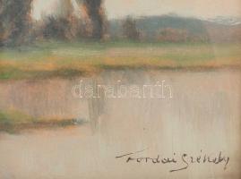 Tordai Székely Mihály (1890-1940): Vízpart. Olaj, karton, jelzett. Dekoratív, üvegezett fakeretben, ...