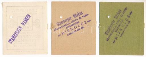 Miskolc ~1920. 10f + 20f + 50f "Stamberger Márkus" utalvány bélyegzéssel T:AU ragasztónyom...