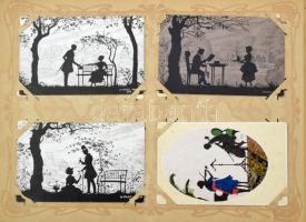 38x22 cm-es, vászon borítású, régi, nyomott, aranyozott festett 192 férőhelyes albumban 192 régi kép...