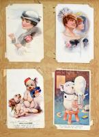 38x22 cm-es, vászon borítású, régi, nyomott, aranyozott festett 192 férőhelyes albumban 192 régi kép...