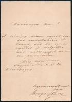 1884 Bunyitay Vince (1837-1915) nagyváradi kanonok egyháztörténész, a Magyar Tudományos Akadémia tagja autográf levele