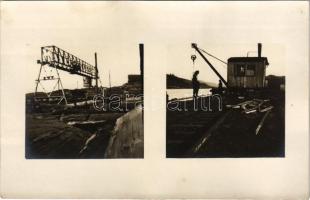 1917 Dobrljin, Doberlin; Holzlager / WWI K.u.K. military, wood warehouse, industrial railway, crane. photo