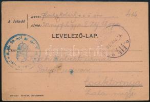 1917 Tábori posta levelezőlap M. kir. 20. npf. gy. ezr. V. zlj. parancsokság + TP 414