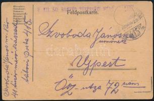 1918 Tábori posta levelezőlap M. KIR. 541 HONVÉD TÜZÉRSÉGI MÉRŐ SZAKASZ + TP 415