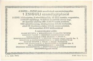 1980. "Márka Sorsjegy" II. osztályú sorsjegy T:XF