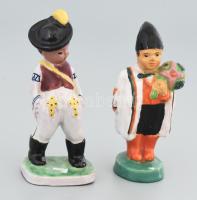 2 darab iparművészeti kerámia figura, egyik Komlós jelzés nélkül, m: 13-14 cm