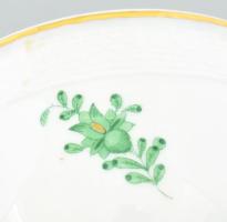 Herendi Apponyi zöld mintás mogyorókínáló. Jelzett, hibátlan, d: 11,5 cm, m: 7 cm