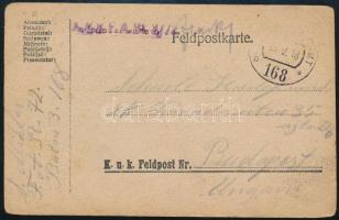 1918 Tábori posta levelezőlap K.u.k. F.A.Bt. 3/72 + (...) 168