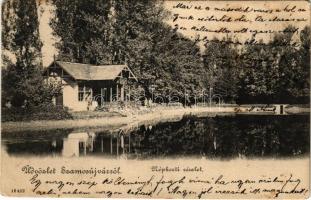 1906 Szamosújvár, Gherla; Népkerti részlet / park (EK)