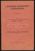 Rády Albert: A szélmótorok használhatósága a mezőgazdaságban. Tanulmány. Írta, a szöveg rajzait és fényképfelvételeit készítette: - - . Bp., 1921, Hofherr-Schrantz-Clayton-Shuttleworth Magyar Gépgyári Művek Rt. ("Pátria"-ny.), 47+(9) p. Fekete-fehér képekkel, ábrákkal illusztrálva. Kiadói tűzött papírkötés. Ritka!