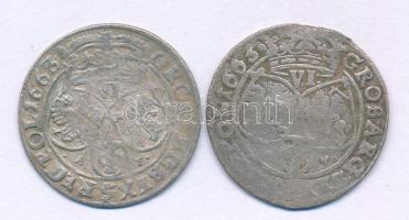 Lengyelország 1663AT 6gr Ag "II. János Kázmér" (2db) T:F
Poland 1663AT 6 Groszy Ag "...