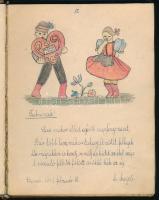 1940-1946 Herovits Valéria emlékkönyve, kb. 80-90 oldalon kézzel írt bejegyzésekkel, rajzokkal (közt...