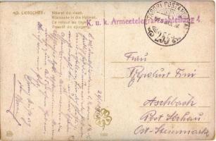 1918 Rückkehr in die Heimat / WWI Austro-Hungarian K.u.K. military art postcard s: Ad. Liebscher + &...