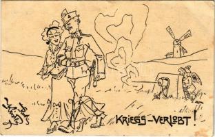 1917 Kriegs-Verlobt! Deutschmeister-Witwen und Waisen-Stiftung (Aktion im Felde) Nr. 80. / WWI Austro-Hungarian K.u.K. military art postcard, windmill s: Rud. Kristen (EB)