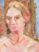 Monica Vincent Hunter (-): Női akt. Olaj, papír, farostra kasírozva. Jelzés nélkül. 51x41 cm