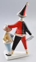 Hollóházi bohócpár. Jelzett, hibátlan, m: 21,5 cm