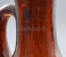 Üvegkancsó. Dunántúl, cca 20. sz. eleje, lapos testű vastag anyagában színezett üveg, hibátlan, m: 2...