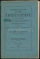 1878 A késmárki evang. kerületi lyceum értesitvénye az 1877/8-ik évre. Kassa, 1878, Kósch és Scharf-ny., 29+(1) p. Kiadói papírkötés, sérült, szétváló fűzéssel, a lapok egy része kijár.