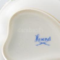 Herendi hecsedli mintás bonbonier, jelzett, virág fogóval, hibátlan, 11x9,5 cm