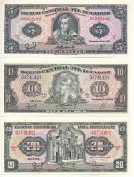 Ecuador 1988. 5S-20S (3xklf) T:UNC,AU Ecuador 1988. 5 Sucres - 20 Sucres (3xdiff) C:UNC,AU