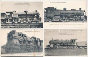 Francia vasút, gőzmozdonyok, vonatok - 38 db régi használatlan képeslap / French Railways, locomotiv...