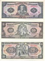 Ecuador 1988. 5S-20S (3xklf) T:UNC,AU Ecuador 1988. 5 Sucres - 20 Sucres (3xdiff) C:UNC,AU