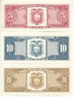 Ecuador 1988. 5S-20S (3xklf) T:UNC,AU
Ecuador 1988. 5 Sucres - 20 Sucres (3xdiff) C:UNC,AU