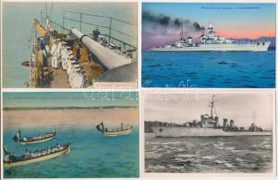 65 db RÉGI használatlan francia motívum képeslap: hajók, főleg első világháborús hadihajók. Vegyes minőség / 65 pre-1950 unused French motive postcards: ships, mostly WWI warships. Mixed quality