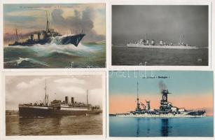65 db RÉGI használatlan francia motívum képeslap: hajók, főleg első világháborús hadihajók. Vegyes m...