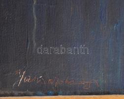 Jaksa István (1894-1982): Vitorlások (Voloska, Jugoszlávia), 1965. Olaj, karton, jelzett, hátoldalán...