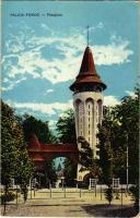 1917 Palics, Palic; Fürdő főbejárat. Lipschitz kiadása / spa, bath, main entrance + "K. k. Staatsbahn-Krankenzug Nr. 53." (EK)