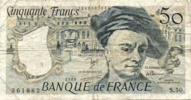 Franciaország 1977. 10Fr + 1988. 50Fr T:II/III,III