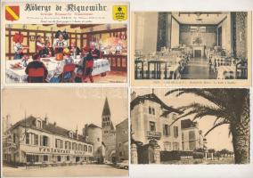 13 db főleg RÉGI francia képeslap: szállodák, étterem / 13 mostly pre-1950 French postcards: hotels, restaurants