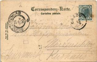 1905 Grado, Un Saluto / restaurant, waiter. Alois Beer. Verlag F. H. Schimpff (EK)