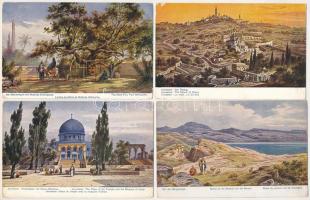 PALESZTINA és IZRAEL - 26 db régi művész képeslap, F. Perlberg szignóval / PALESTINE and ISRAEL - 26...