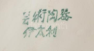 Japán itari váza, Matricás, jelzett, alján apró lepattanással 40 cm