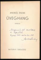 András Endre: Üveghang. Versek. (DEDIKÁLT). (Pécs), [1947], Batsányi Társaság (Kultúra-ny.), 54+(2) ...